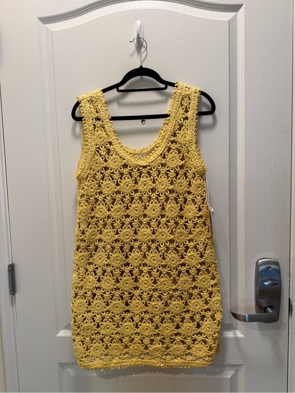 Maude Club Yellow Crochet Tank Mini Dress Size S NWT - Picture 3 of 6